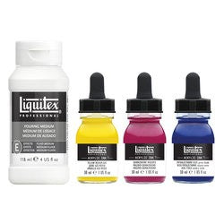 Set Liquitex INK couleurs primaires 3 x 30 ml + 1 medium de lissage 118 ml -"Pouring technique"- Liquitex