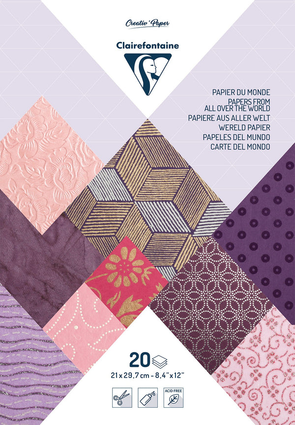 Blocs papiers du Monde 20 feuilles A4 80g/m² Rose / Violet