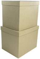 Papier maché 2x Boîtes rectangle 25 x 20 x 20 cm & 23.5 x 18.5 x 19.5 cm