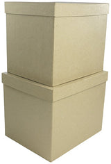 Papier maché 2x Boîtes rectangle 25 x 20 x 20 cm & 23.5 x 18.5 x 19.5 cm