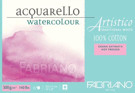Bloc papier Aquarelle Artistico blanc traditionnel collé 4 côtés - 4 formats - 300g/m²