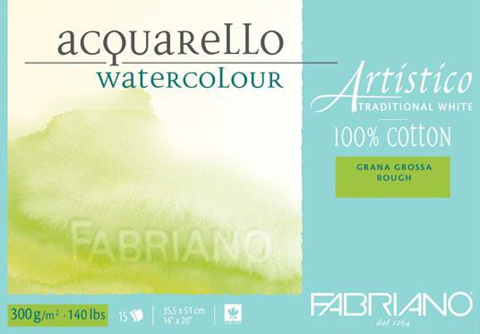 Bloc papier Aquarelle Artistico blanc traditionnel collé 4 côtés - 4 formats - 300g/m²