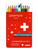 Boite métal de 12 crayons aquarelle Swisscolor