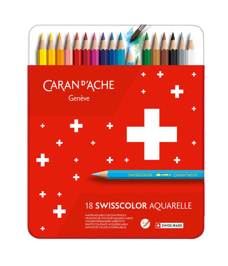 Boite métal de 18 crayons aquarelle Swisscolor