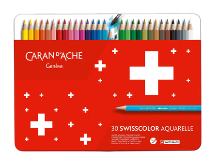 Boite métal de 30 crayons aquarelle Swisscolor