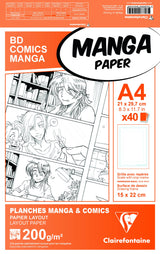 Bloc Planches papier Manga paper 40 feuilles