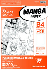Bloc Planches papier Manga paper 40 feuilles