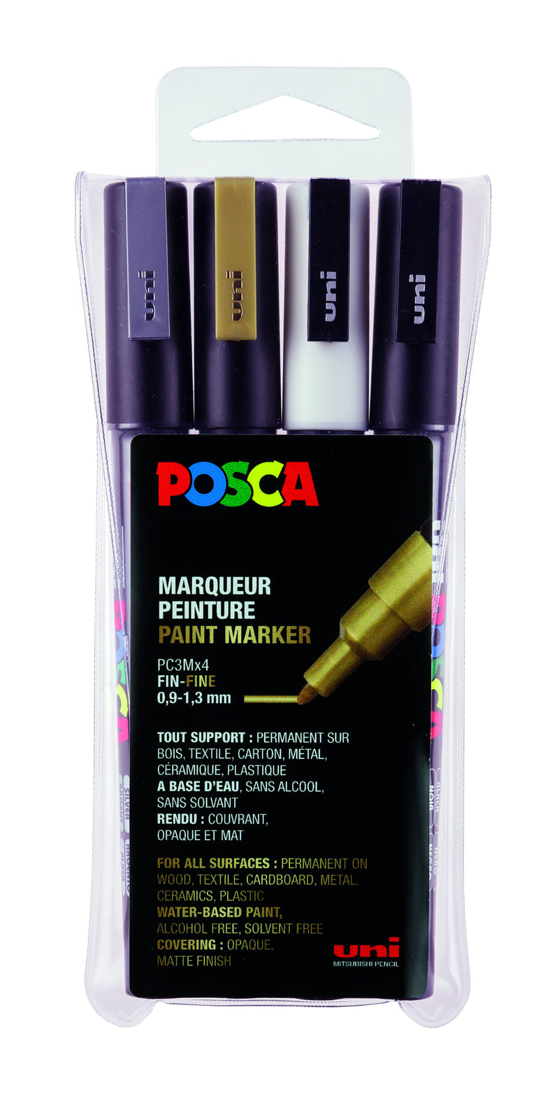 Marqueur Acrylique pailleté Pointe Conique Posca PC3M - Posca