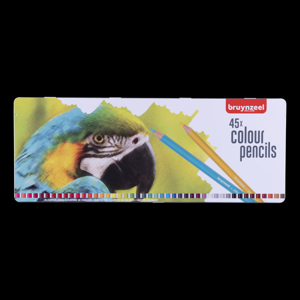 Boîte métal 45 crayons de couleurs Perroquet assorties
