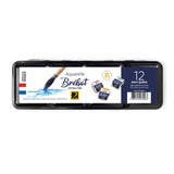 Boîte métal de 12 demi-godets peinture d'aquarelle Extra Fine Bréhat
