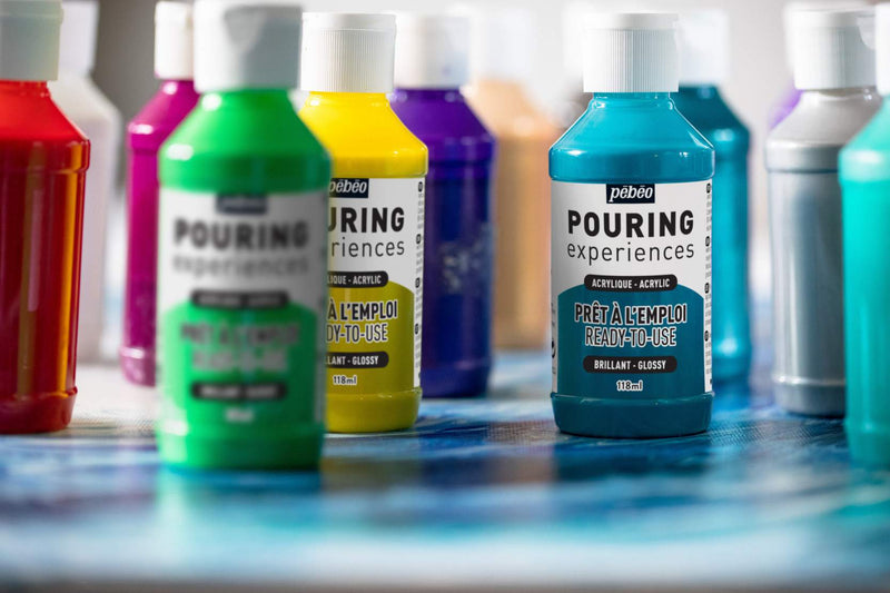 Coffret peinture acrylique Pébéo - Pouring Experiences - 118 ml - 6 flacons  - Coffrets de Peinture Acrylique - Peinture Acrylique