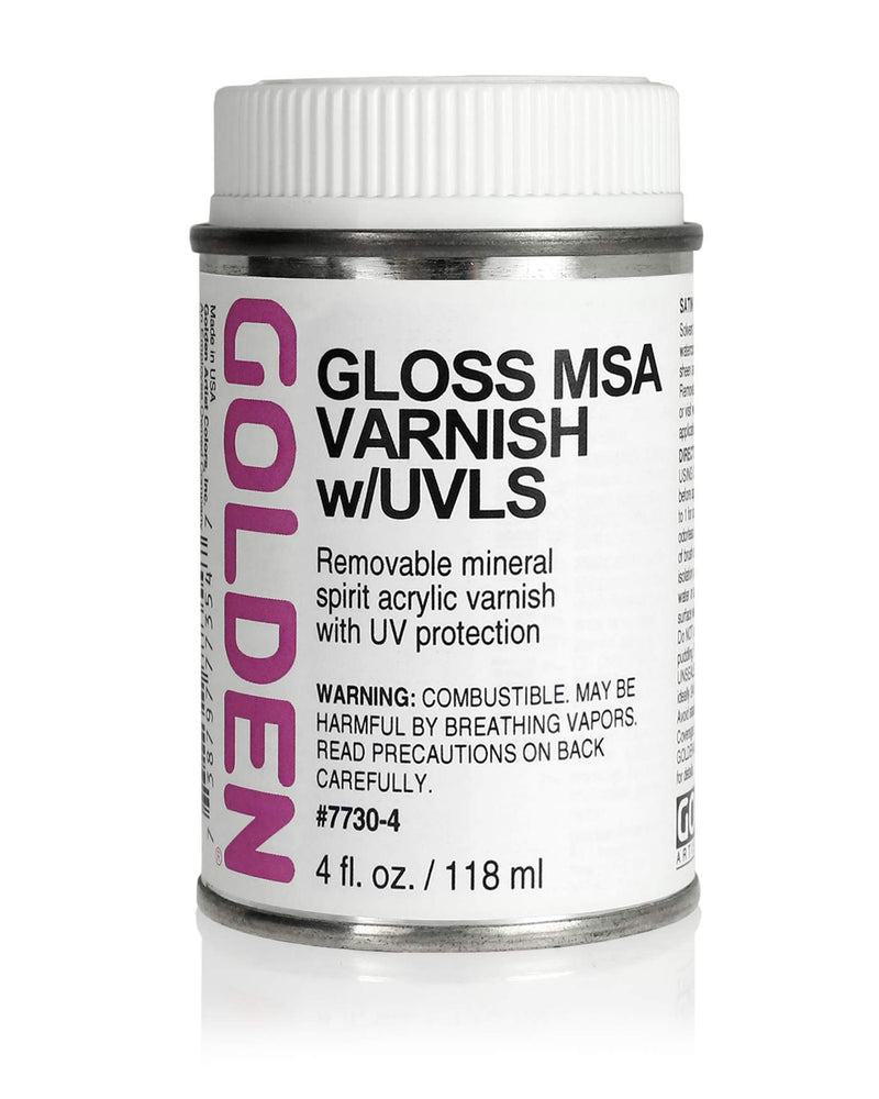 Golden vernis à solvant minéral avec filtre UV (MSA brillant) 119/237 ml