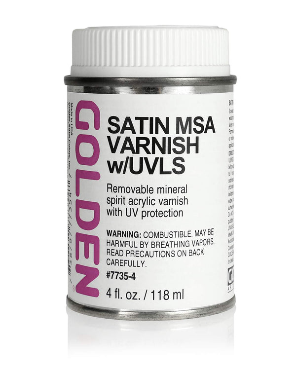 Golden vernis à solvant minéral avec filtre UV (MSA satiné) 119/237 ml