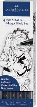 Pochette 4 Feutres Pitt Artist Pen MANGA black XS/S/F/B