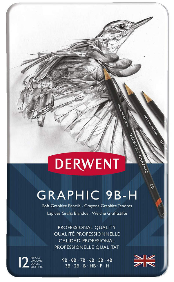 Crayons Graphic, boîte métal de 12 crayons graphite tendres