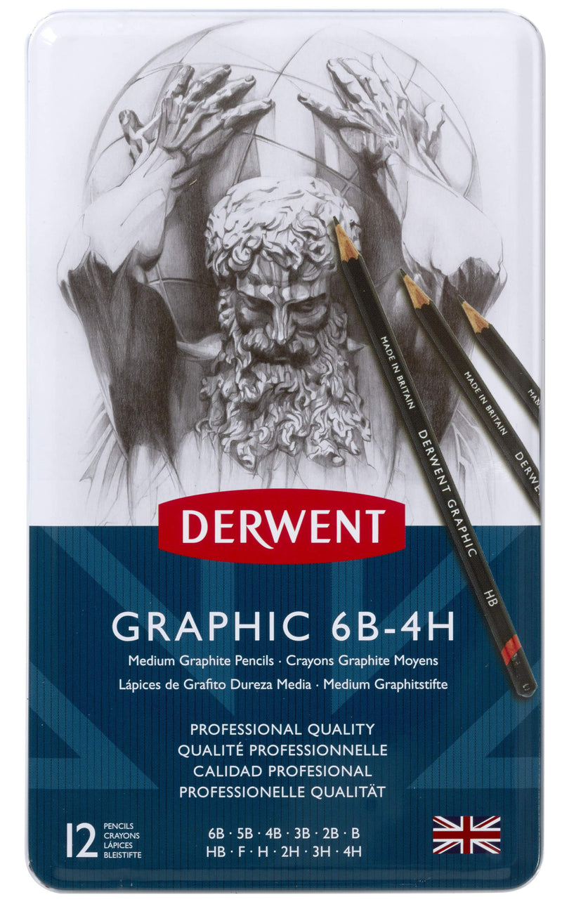 Crayons Graphic, boîte métal de 12 crayons graphite moyens