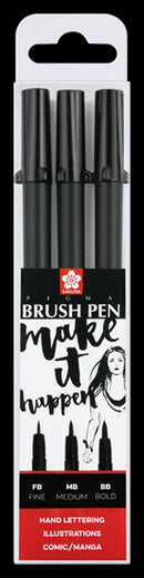 Feutre pinceau Pigma Brush noir Set de 3 Spécial Lettering