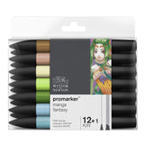 Marqueur Promarker Set 12 tons Manga Fantasy assortis + 1 blender