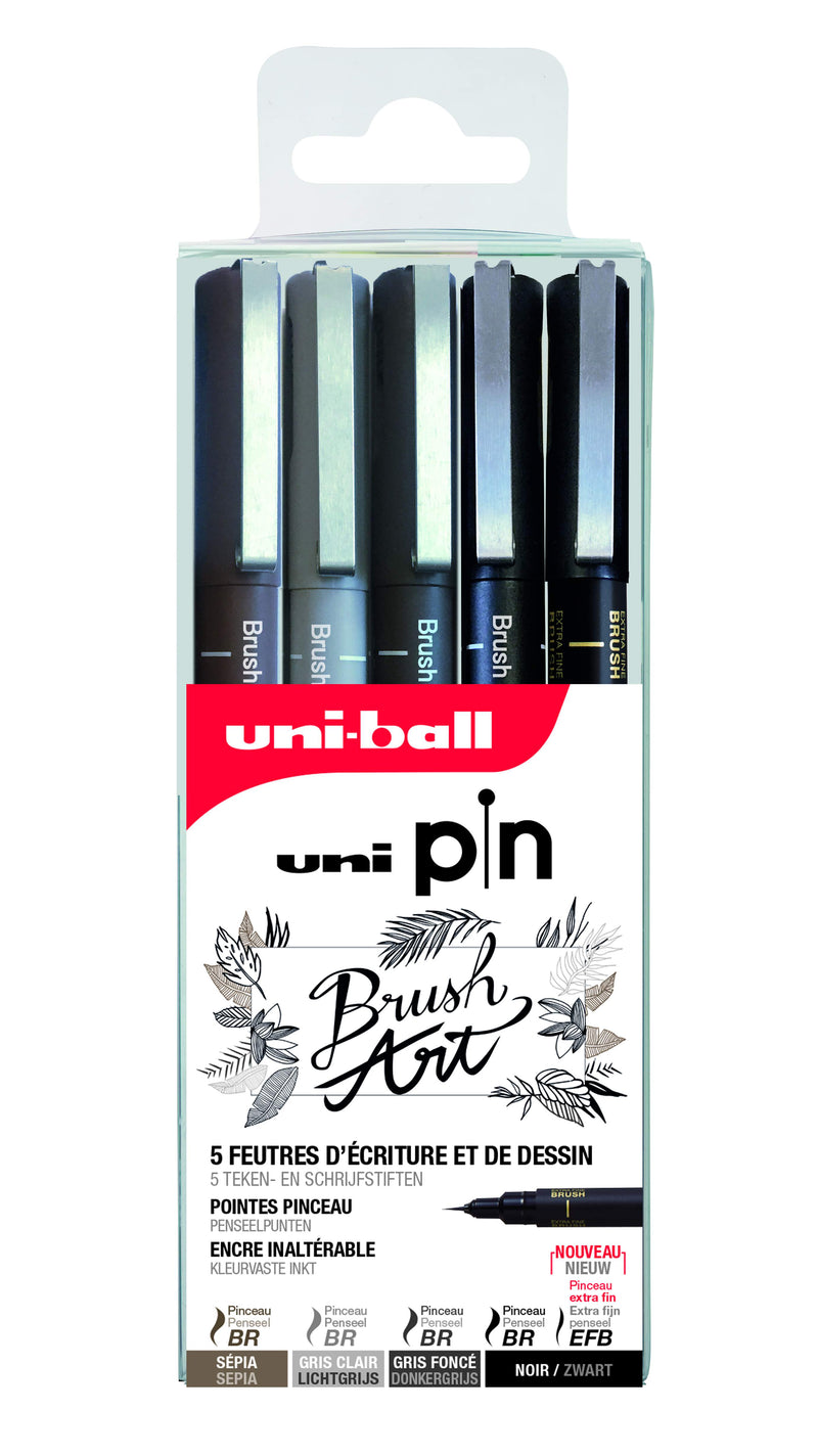 Pochette de 5 feutres Uni Pin Brush Art