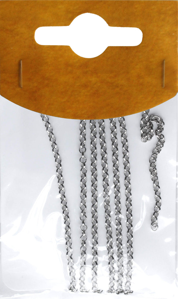 Chainage maille moyenne et fine longueur 1.5m imitation rhodium/dorée