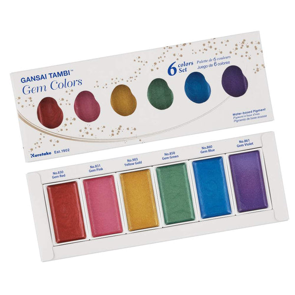 Boîte de 6 godets assortis Aquarelle GANSAÏ Gem colors