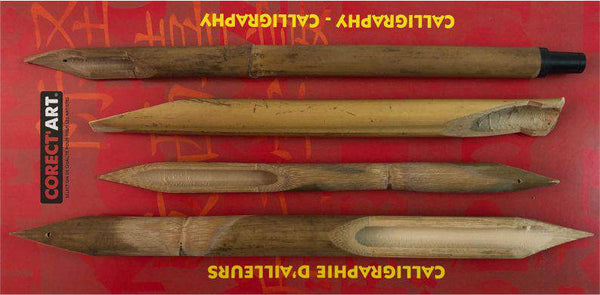 Pochette de 4 plumes bambous assorties