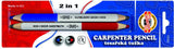 Crayon de charpentier bleu-rouge, blister de 2
