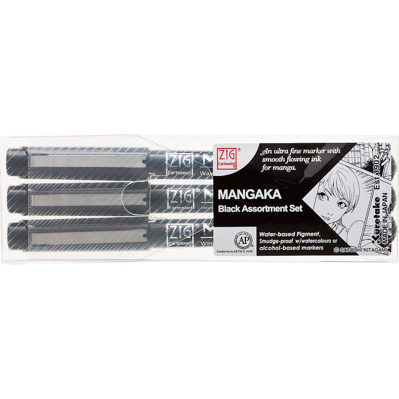 Pochette de 3 feutres Mangaka en noir pointe 0.1/0.3 ou 0.5mm