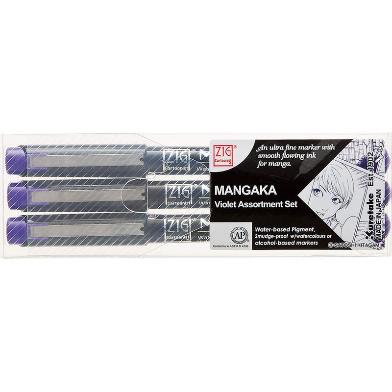 Pochette de 3 feutres Mangaka violet pointe 0.1/0.3 ou 0.5mm