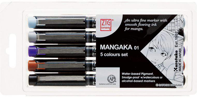 Pochette de 5 feutres Mangaka 0.25 mm 5 couleurs assorties Corector