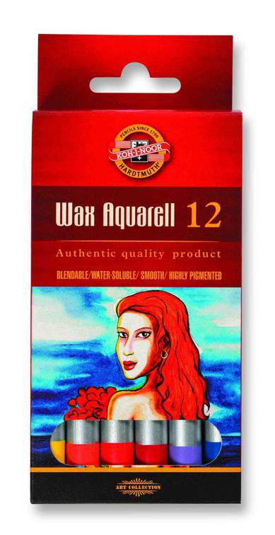 Boîte carton de 12 crayons aquarellables "Wax Aquarelle"