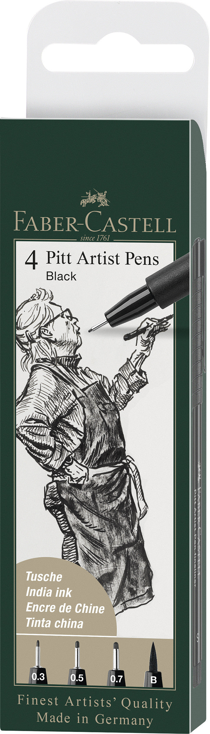Pochette de 4 feutres Pitt artist Pen Assortiment Noir