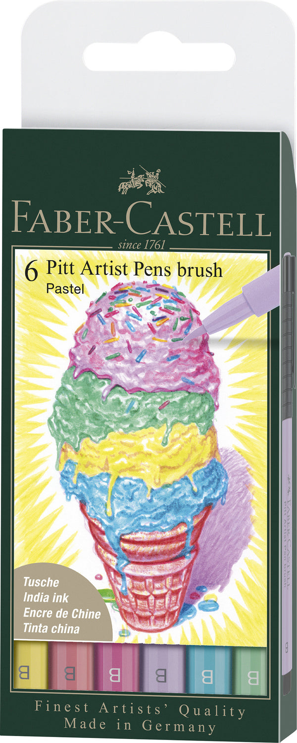 Pochette de 6 feutres Pitt artist Pen Brush Couleurs Pastel