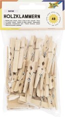 Sachet de 48 pinces à linge en bois nature/blanc/pastel