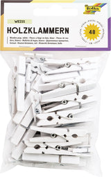 Sachet de 48 pinces à linge en bois nature/blanc/pastel