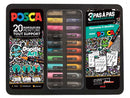 Mallette métal noire de 20 marqueurs Posca Doodle Art