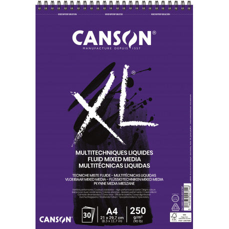 Album XL Fluid Mix Media A4/A3 250g/m²-30 feuilles-Canson