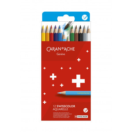 Boîte carton 12/18 crayons aquarellables Swisscolor - Caran d'Ache