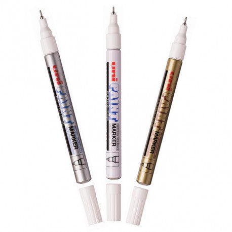 Marqueur Uni Paint permanent pointe calibrée extra-fine 0.5/0.7 mm - 3 coloris