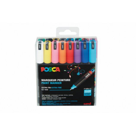 Posca pointe extra-fine boite de 16 PC-1MR assortis couleurs basiques