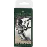 Feutre Pitt Artist Pen, boîte de 6, noir, XXS/XS/S/F/M/1.5 - Faber-Castell