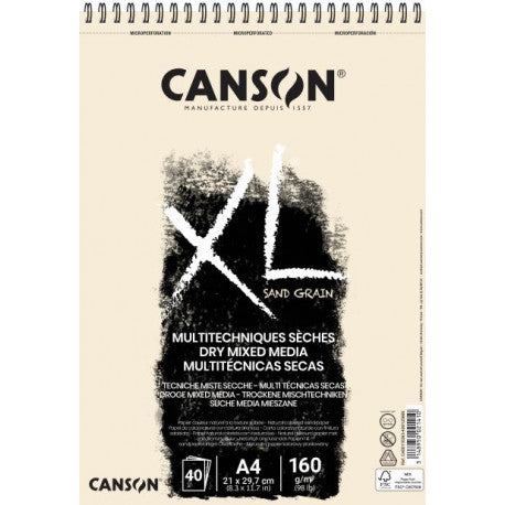 Album XL Sand Grain Mixed Media A4/A3 160g/m²-spirale-40 feuilles-Canson