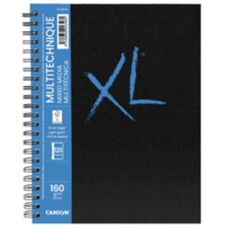 Carnet de dessin "XL Mixed Media" - 160 g./m² - 60 feuilles - A4/A5 - Blanc - Spirale- Canson