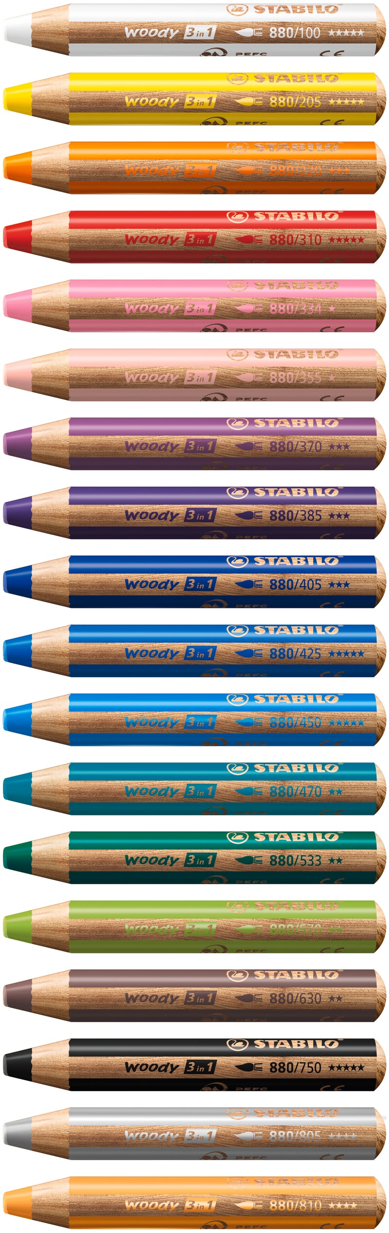 IBUREAU 72  CRAYONS MULTI-TALENTS STABILO WOODY 3IN1 + 1 TAILLE