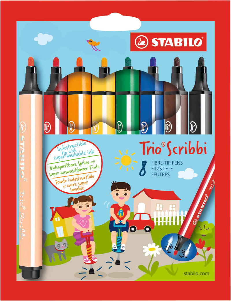Pochette de 8 feutres de coloriage Trio Scribbi