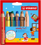 Pochette de 6 crayons de couleur STABILO woody 3 en 1 + taille-crayon