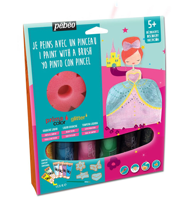 Kit Primacolor "Princesse" 6 x 20 ml couleurs assorties et accessoires