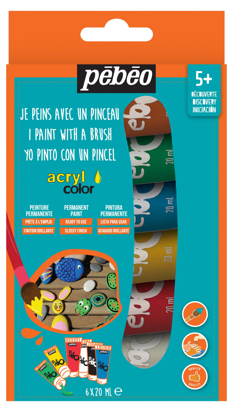 Set découverte Acrylcolor basique 6 x 20 ml couleurs assorties