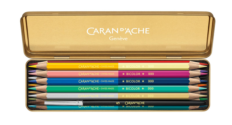 Boîte de 12 crayons aquarellables de couleur bicolor Prismalo