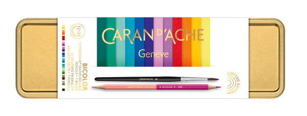 Boîte de 12 crayons aquarellables de couleur bicolor Prismalo